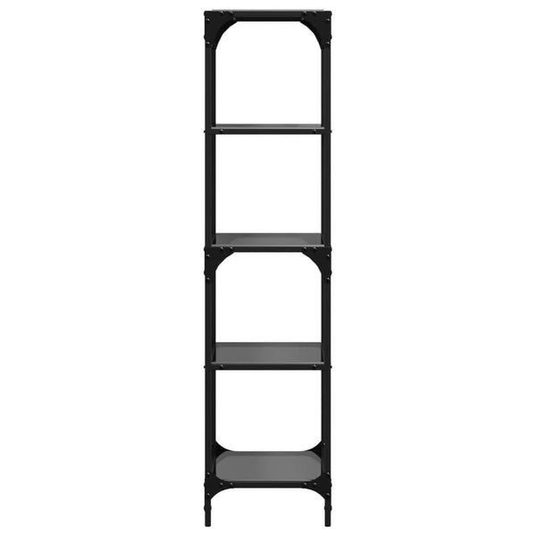 Schwarzes Regal Stenuta 40x30x123cm (Glasplatte Stahl)