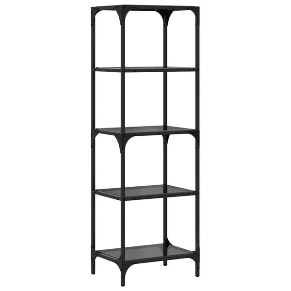 Schwarzes Regal Stenuta 40x30x123cm (Glasplatte Stahl)