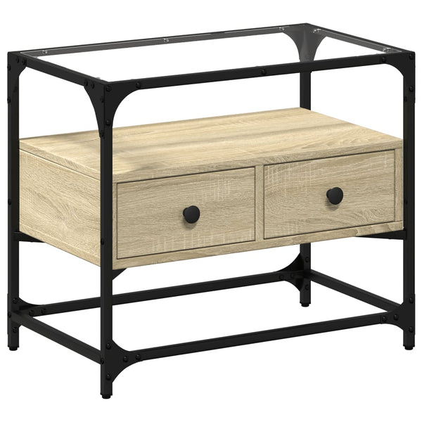 Sonoma-Eiche TV-Lowboard, Glasplatte Scordili 60x35x51cm (Holz)
