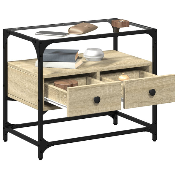 Sonoma-Eiche TV-Lowboard, Glasplatte Scordili 60x35x51cm (Holz)