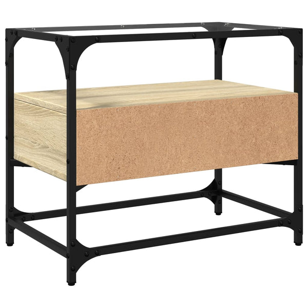 Sonoma-Eiche TV-Lowboard, Glasplatte Scordili 60x35x51cm (Holz)