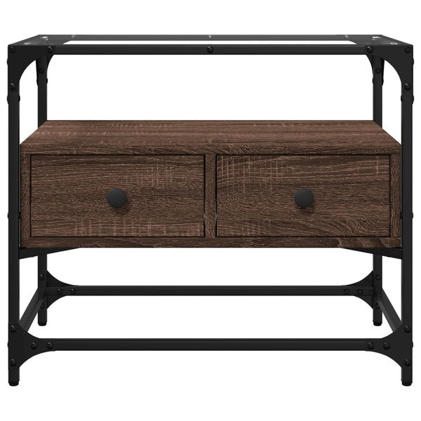 Ruskea tammi tv-taso lasinen pöytälevy Scordili 60x35x51cm (puinen)