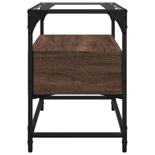 Ruskea tammi tv-taso lasinen pöytälevy Scordili 60x35x51cm (puinen)