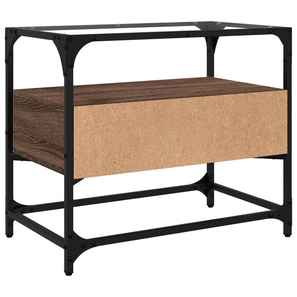 Ruskea tammi tv-taso lasinen pöytälevy Scordili 60x35x51cm (puinen)
