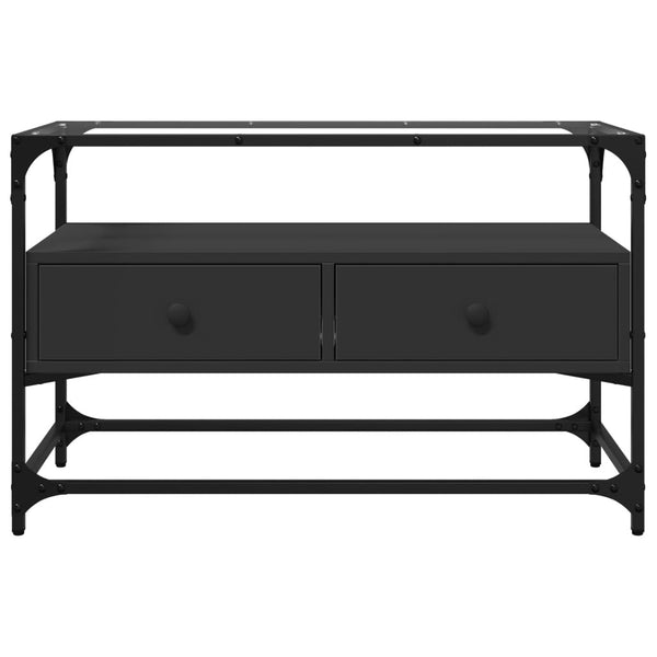 Schwarzer TV-Schrank mit Glasplatte Scordili 80x35x51cm (Holz)