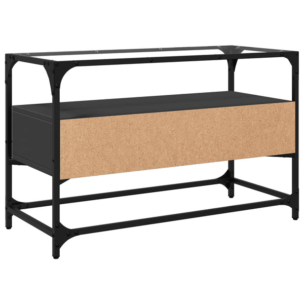 Schwarzer TV-Schrank mit Glasplatte Scordili 80x35x51cm (Holz)
