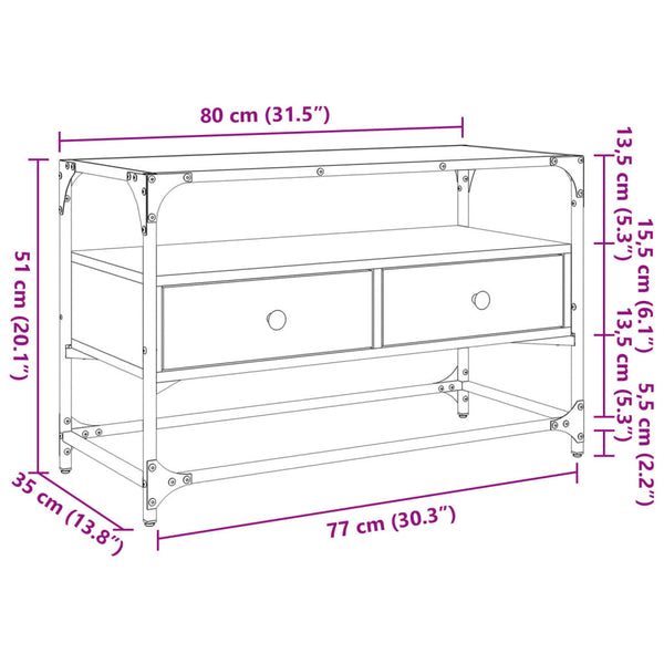 Schwarzer TV-Schrank mit Glasplatte Scordili 80x35x51cm (Holz)