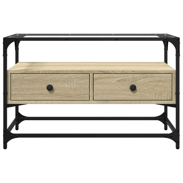Sonoma Eiche TV-Tisch Glasplatte Scordili 80x35x51cm (Holz)