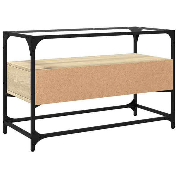Sonoma Eiche TV-Tisch Glasplatte Scordili 80x35x51cm (Holz)