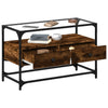 Räuchereiche TV-Tisch Glasplatte Scordili 80x35x51cm (Holz)