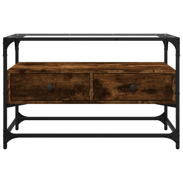 Räuchereiche TV-Tisch Glasplatte Scordili 80x35x51cm (Holz)