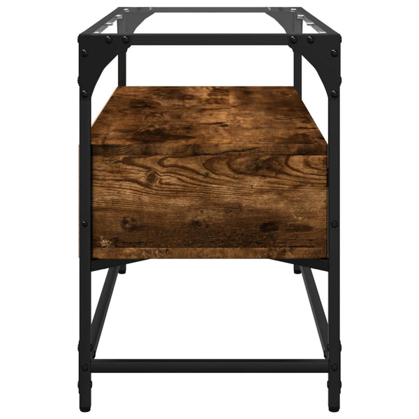 Räuchereiche TV-Tisch Glasplatte Scordili 80x35x51cm (Holz)