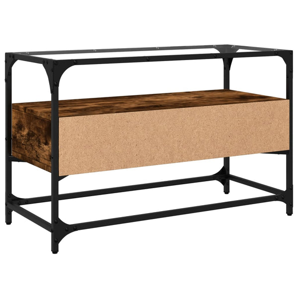 Räuchereiche TV-Tisch Glasplatte Scordili 80x35x51cm (Holz)
