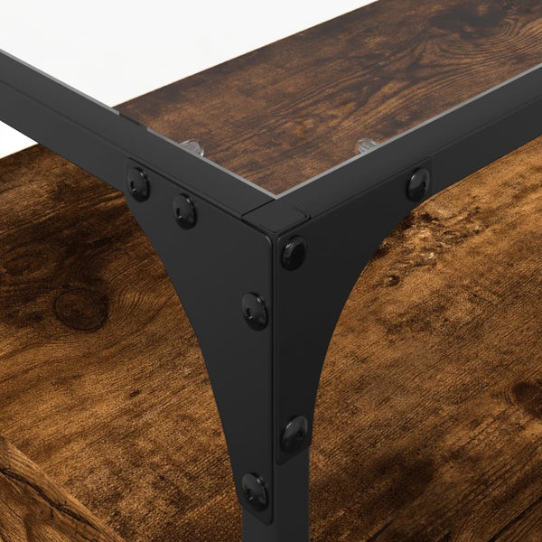 Räuchereiche TV-Tisch Glasplatte Scordili 80x35x51cm (Holz)