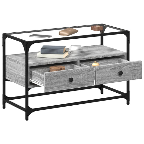 Harmaa tv-taso lasinen pöytälevy Scordili 80x35x51cm (puinen)