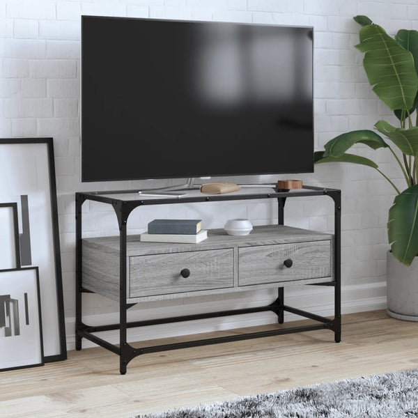 Harmaa tv-taso lasinen pöytälevy Scordili 80x35x51cm (puinen)