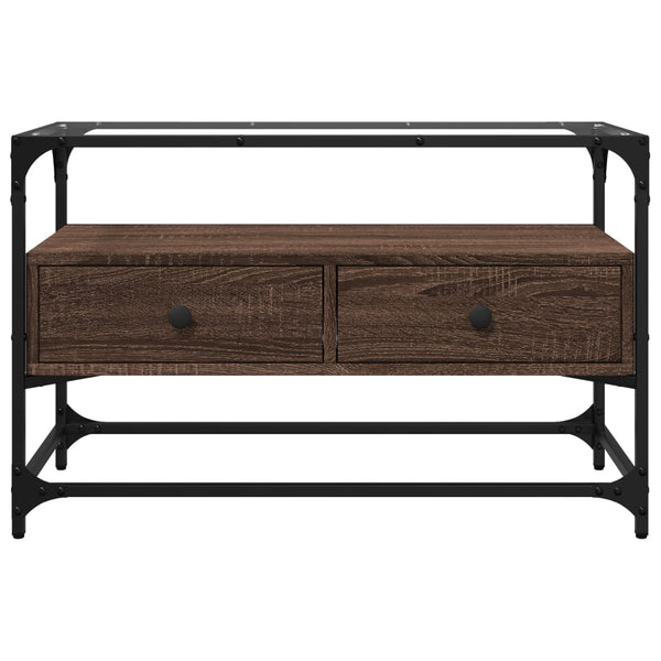 Ruskea tammi tv-taso lasinen pöytälevy Scordili 80x35x51cm (puinen)