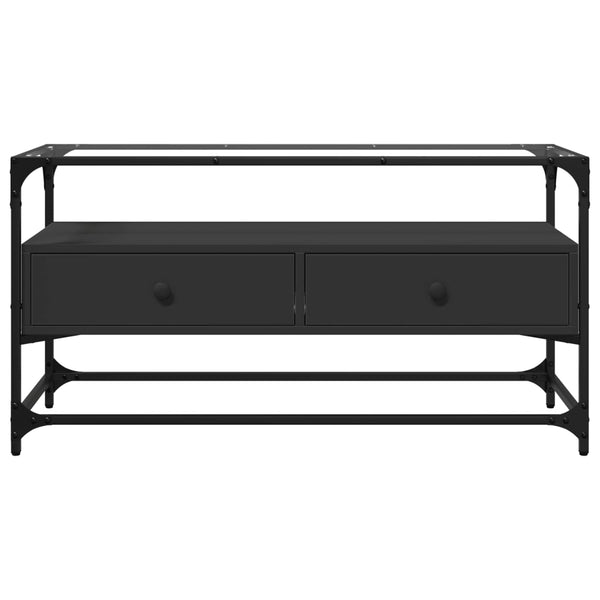 Schwarzer TV-Schrank mit Glasplatte Scordili 98x35x51cm (Holz)