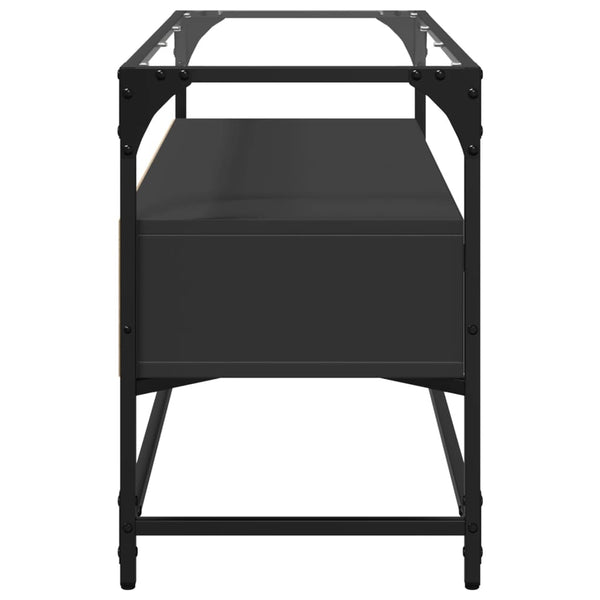 Schwarzer TV-Schrank mit Glasplatte Scordili 98x35x51cm (Holz)