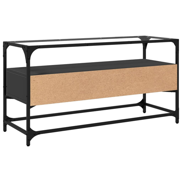 Schwarzer TV-Schrank mit Glasplatte Scordili 98x35x51cm (Holz)