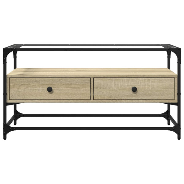 Sonoma Eiche TV-Möbel Glasplatte Scordili 98x35x51cm (Holz)