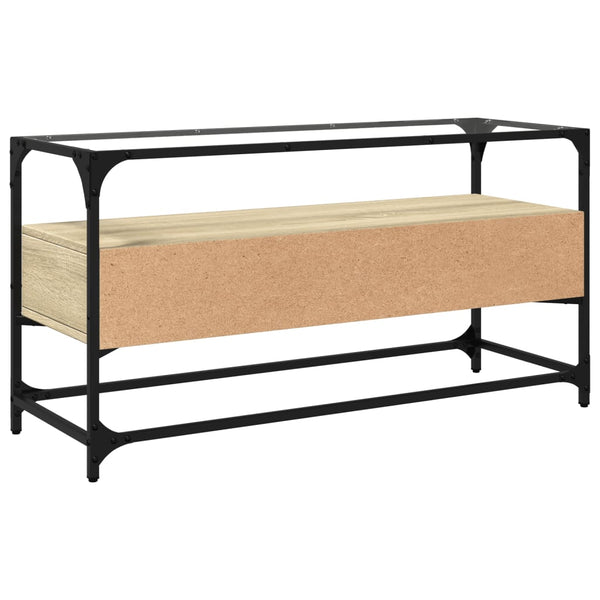 Sonoma Eiche TV-Möbel Glasplatte Scordili 98x35x51cm (Holz)