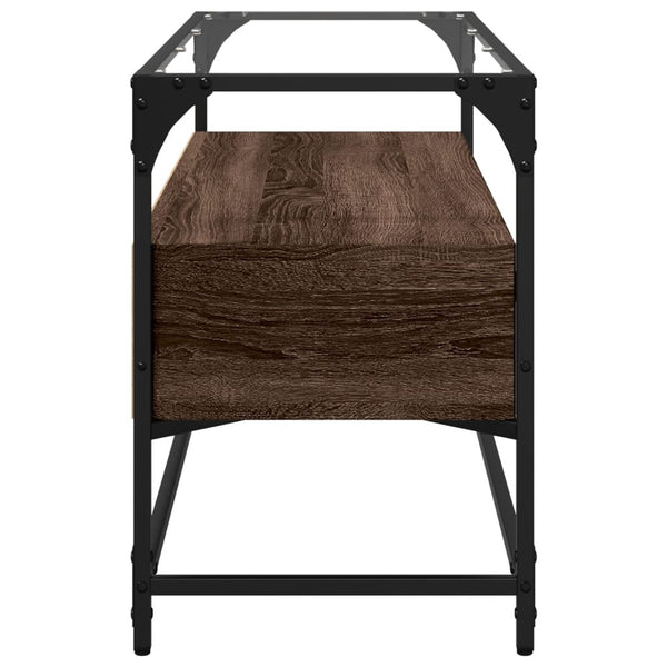 Braunes Eichenholz TV-Board Scordili 98x35x51cm mit Glasplatte (Holz)