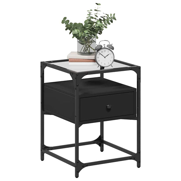 Schwarze Nachttische Karie 40x40x55cm (2 Stück Holz)