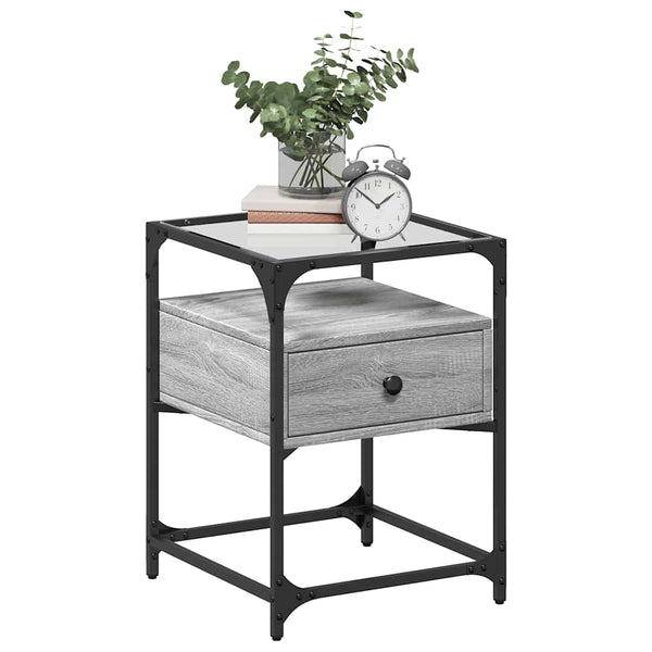 Nachttisch Karie, grau, 40x40x55cm (Holz)