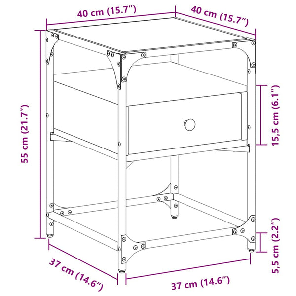 Nachttisch Karie, grau, 40x40x55cm (Holz)