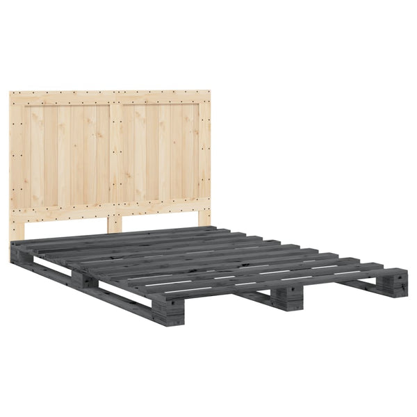 Bettgestell Busu grau mit Kopfteil 140x200cm (Kiefer)