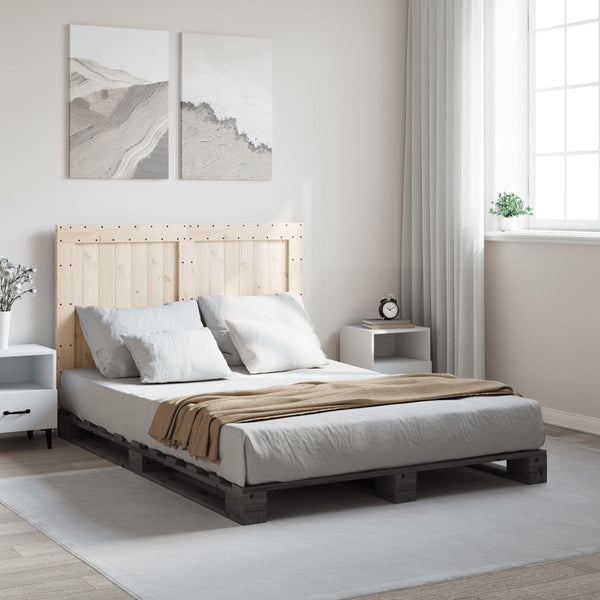 Bettgestell Busu grau mit Kopfteil 140x200cm (Kiefer)