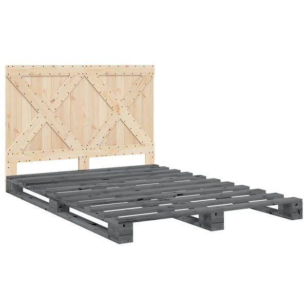 Bettgestell Busu Grau mit Kopfteil 140x200cm (Kiefer)