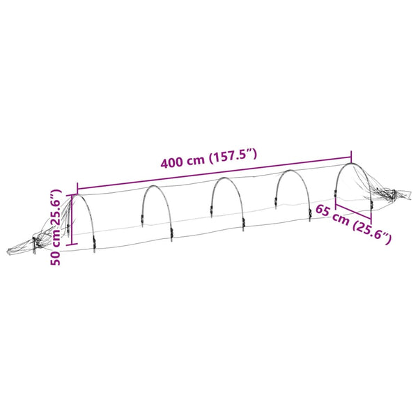 Netztunnel Shihadeh 1,5x5 m (4 Stück, Fiberglas und PP)