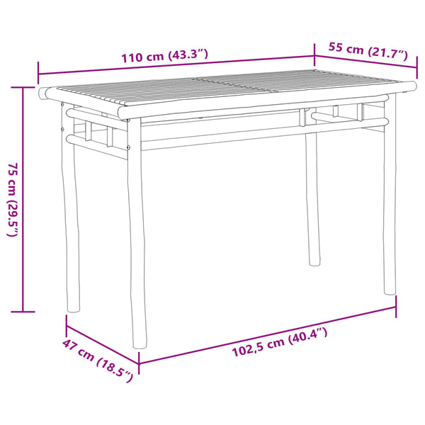 Esstisch für draußen Tronuli 110x55x75cm (Bambus)