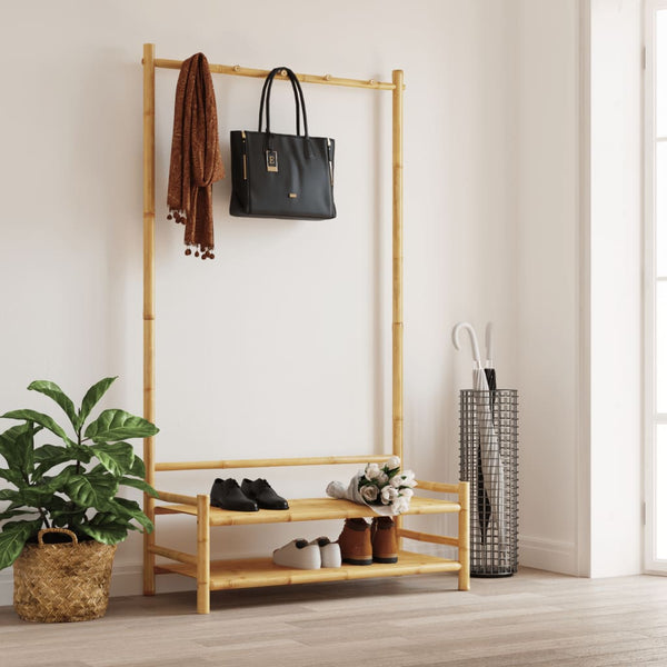 Kleiderständer mit Regalen Priscilia 103x40x183cm (Bambus)