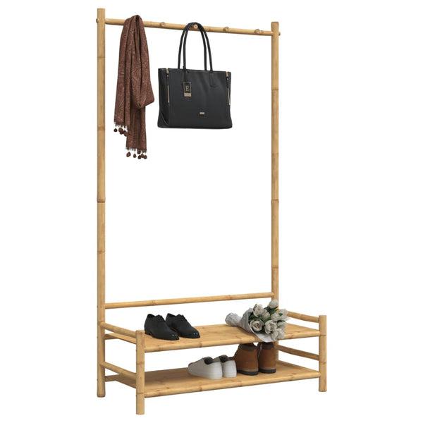 Kleiderständer mit Regalen Priscilia 103x40x183cm (Bambus)