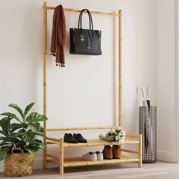 Kleiderständer mit Regalen Priscilia 103x40x183cm (Bambus)