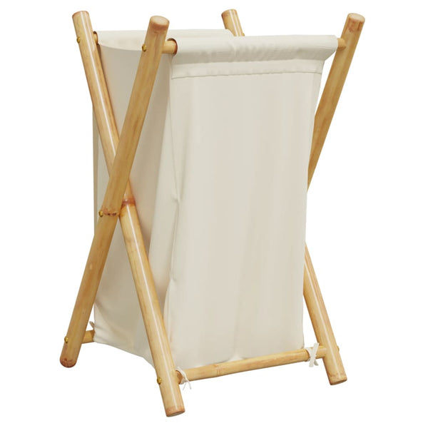 Cremefarbener Wäschekorb Craiut 41,5x36x63,5cm (Bambus)