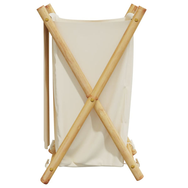 Cremefarbener Wäschekorb Craiut 41,5x36x63,5cm (Bambus)