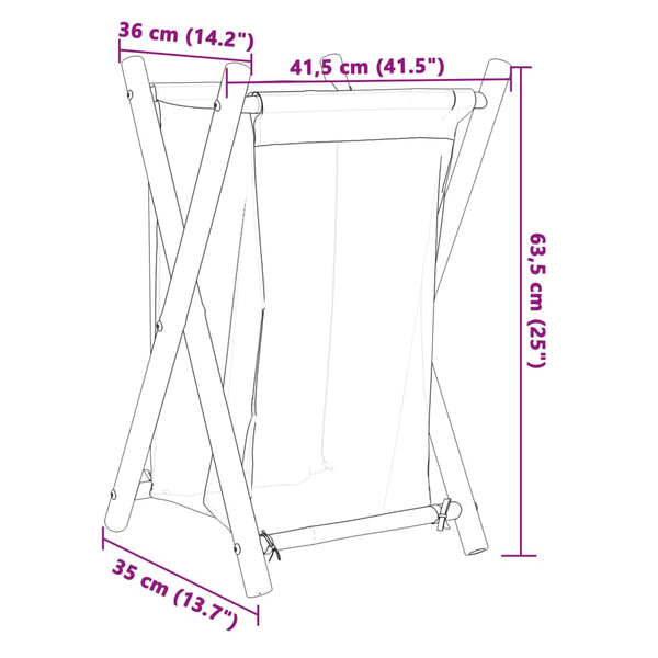 Cremefarbener Wäschekorb Craiut 41,5x36x63,5cm (Bambus)