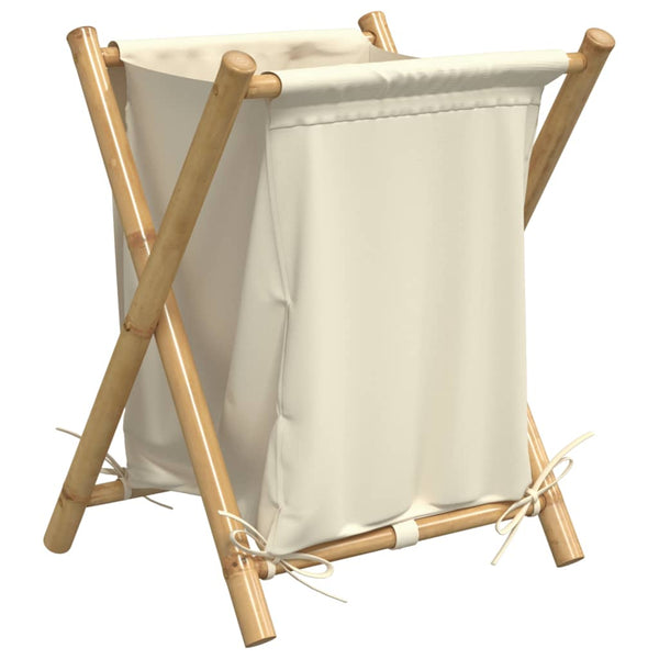 Cremefarbener Wäschekorb Craiut 45x55x63,5cm (Bambus)