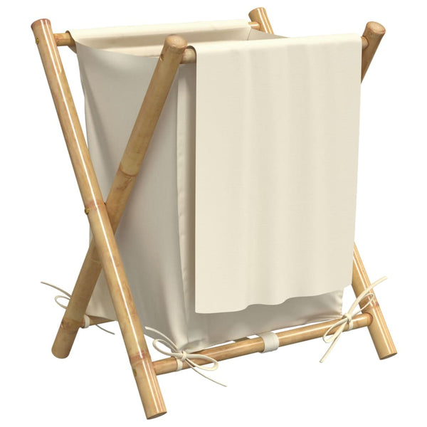Cremefarbener Wäschekorb Craiut 45x55x63,5cm (Bambus)