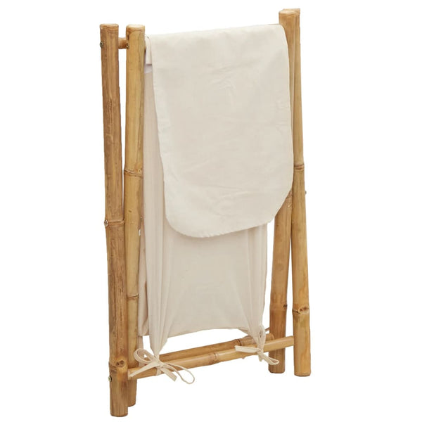 Cremefarbener Wäschekorb Craiut 45x55x63,5cm (Bambus)