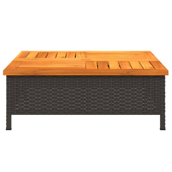 Schwarzer Gartentisch Vincenza 70x70x25cm (Rattan und Akazienholz)