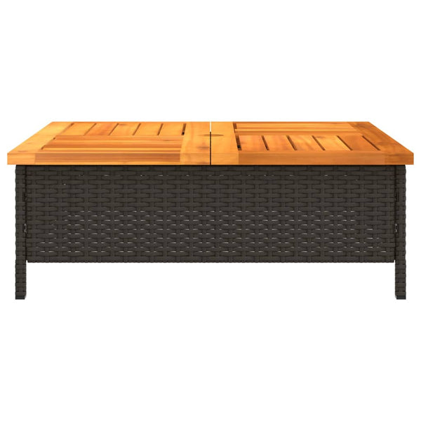 Schwarzer Gartentisch Vincenza 70x70x25cm (Rattan und Akazienholz)