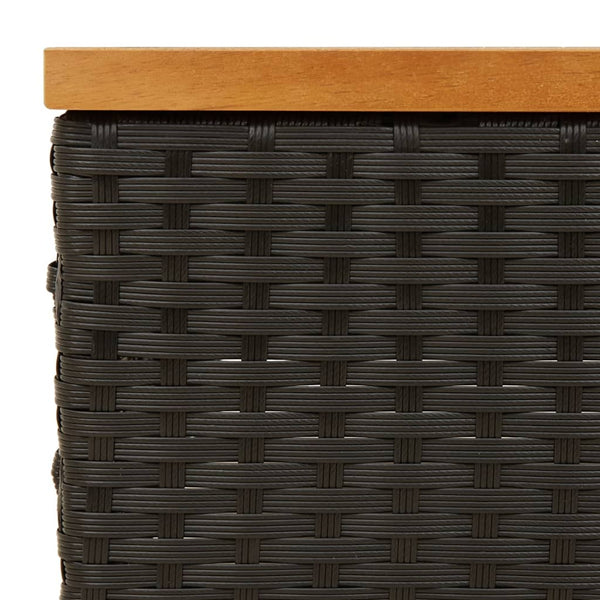 Schwarzer Gartentisch Vincenza 70x70x25cm (Rattan und Akazienholz)