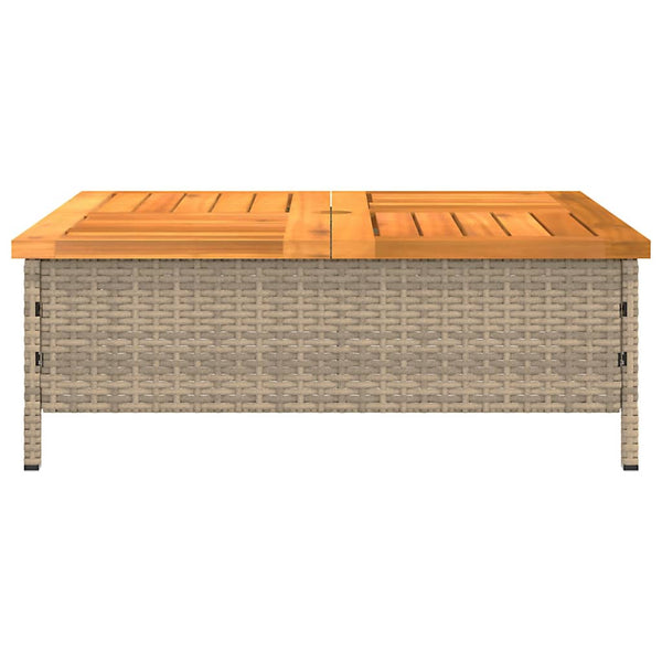 Beige Gartentisch Vincenza 70x70x25cm (Rattan und Akazienholz)
