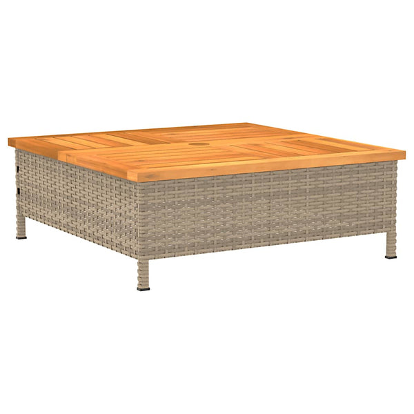 Beige Gartentisch Vincenza 70x70x25cm (Rattan und Akazienholz)