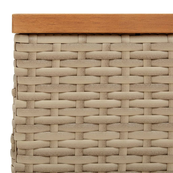 Beige Gartentisch Vincenza 70x70x25cm (Rattan und Akazienholz)